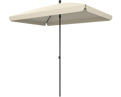 Parasol à mât central SOLUNA Cannes Push Up 140 x 210 cm écru avec protection anti-UV 80, entoilage polyester hydrofuge, facile à tendre à l'aide de la manivelle Parasol rectangulaire avec mât au centre