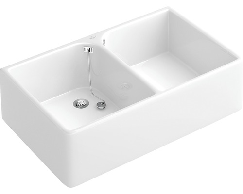 Villeroy & Boch O.novo Doppelspülbecken 895x550 mm 633200 weiß Spülbecken mit zwei Becken