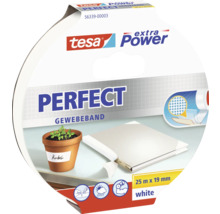 Ruban toilé tesa extra Power Perfect blanc 25 m x 19 mm