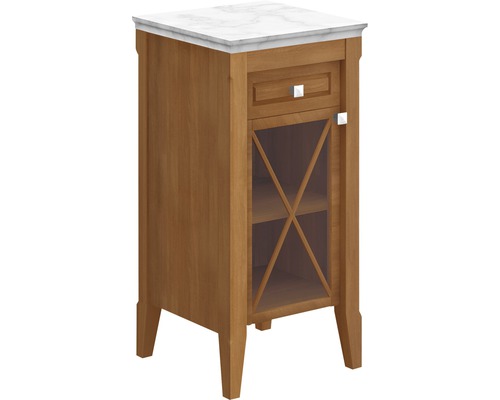 Villeroy & Boch Hommage Seitenschrank 896410 Nussbaum Badezimmerschrank mit Schublade, Tür und Regalen