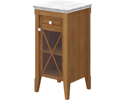 Villeroy & Boch Hommage Seitenschrank 896411 Nussbaum Waschtischunterschrank aus Holz mit Schublade, Ablage und Platte