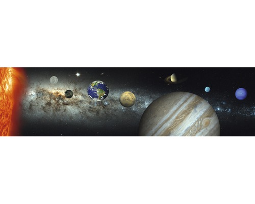 Papier peint panoramique intissé 17009 Panorama Solar System 2 pces 350 x 100 cm Illustration des planètes de notre système solaire