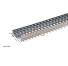 Profilé métallique avec des dimensions de 50 mm x 100 mm x 3,50 m et une épaisseur de 0,6 mm.
