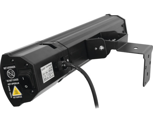 Heizstrahler zur Wandmontage mit Warnhinweisen