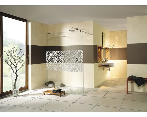 Paroi de douche à l'italienne Breuer Entra 140 cm décor Terrazzo blanc profilé couleur chrome 2012005043041