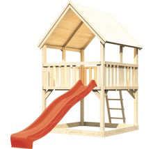 Spielturm AKUBI Luis Holz mit Sandkasten und Rutsche rot
