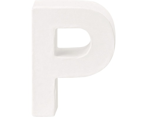 Lettre P carton 10x3.5 cm blanc
