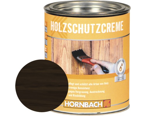 Crème de protection du bois HORNBACH palissandre 750 lml Crème de protection du bois dans un seau en métal avec exemple de couleur et logo Hornbach