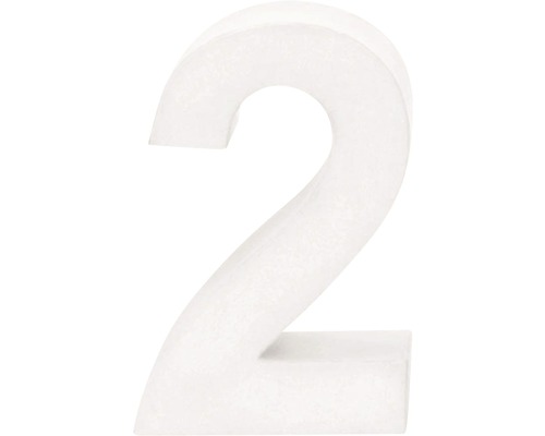 Chiffre 2 carton 10x3.5 cm blanc