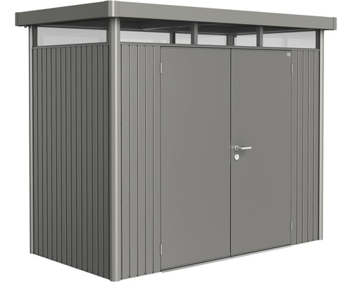 Abri de jardin biohort HighLine H1 porte à deux vantaux 275 x 155 cm gris quartz métallique