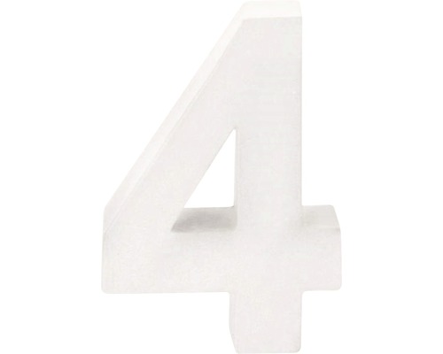 Chiffre 4 carton 10x3.5 cm blanc