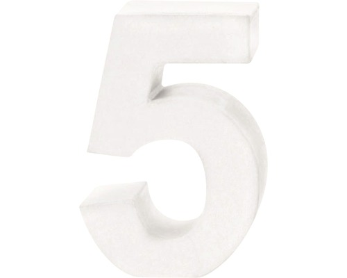 Chiffre 5 carton 10x3.5 cm blanc