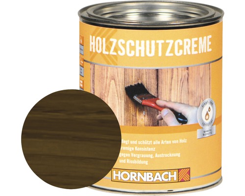 Crème de protection du bois HORNBACH noyer 750 ml Crème de protection du bois en pot avec exemple de couleur