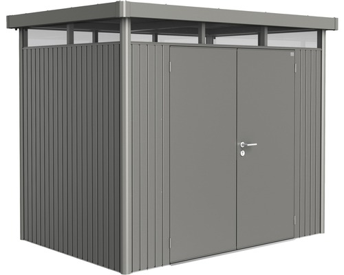 Abri de jardin biohort HighLine H2 porte à deux vantaux 254 x 174 cm gris quartz métallique