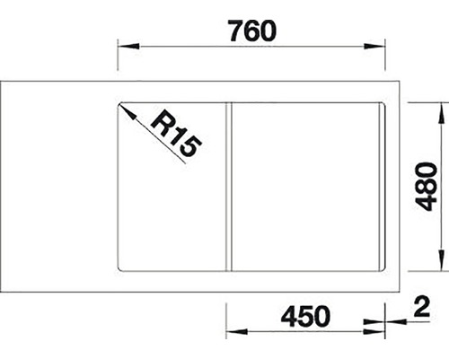 Schéma technique d''un lavabo avec dimensions.