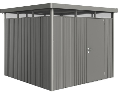 Abri de jardin biohort HighLine H4 porte standard 275 x 275 cm gris quartz métallique