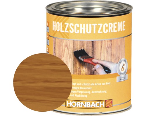 Crème de protection du bois HORNBACH teck 750 ml Boîte de crème de protection du bois avec échantillon de couleur