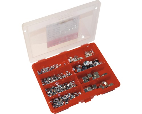 Sortimentskasten mit diversen Muttern in verschiedenen Größen