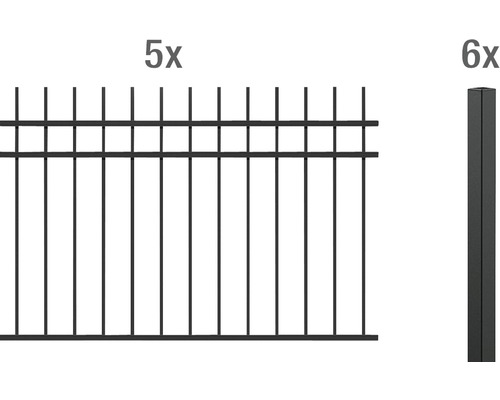 Kit de base pour clôture ALBERTS Guardian à sceller dans le béton 10 x 1 m noir mat