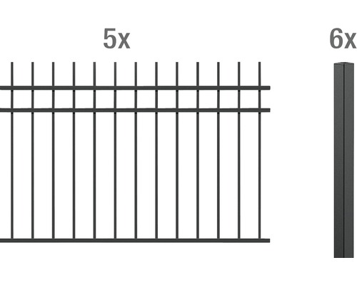 Kit de base pour clôture ALBERTS Guardian à sceller dans le béton 10 x 1,20 m noir mat
