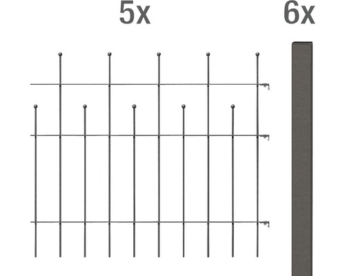 Kit de base pour clôture ALBERTS Madrid à sceller dans du béton 10 x 0,75 m anthracite