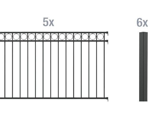 Set de base pour clôture ALBERTS Circle 10 x 1,20 m noir mat
