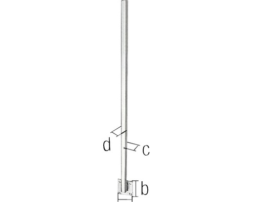 Poteau métallique pour la fixation, avec indications des dimensions
