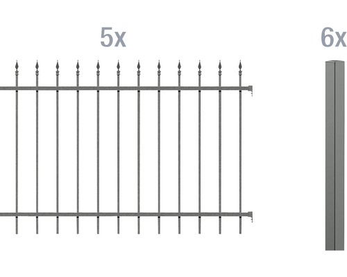 Kit de base pour clôture ALBERTS Chaussee à sceller dans du béton 10 x 1 m anthracite
