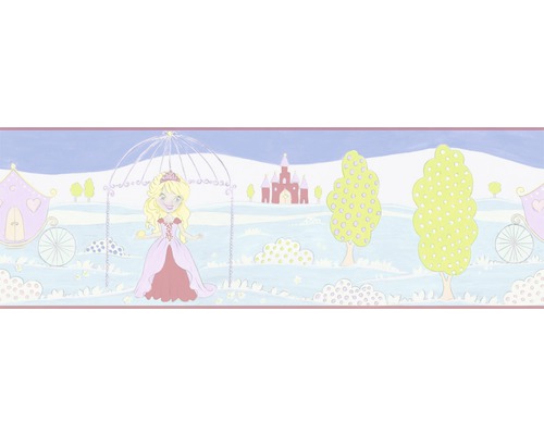 Bordüre 45906 Kunterbunt Prinzessin weiß rosa 5 m x 16,6 cm
