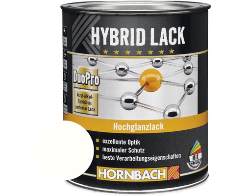 Laque couleur HORNBACH laque hybride laque pour meuble brillante blanc glacier 750 ml