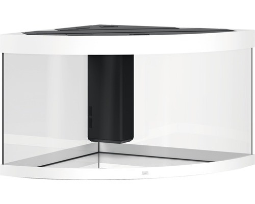 Weißes Eckaquarium mit Filtersystem