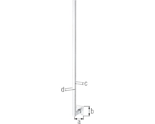 Main courante en aluminium avec support mural et indications de dimensions