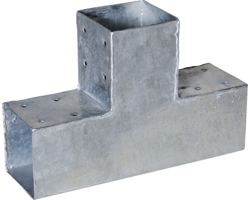 Connecteur enfichable Konsta TYPE T pour poteaux 9 x 9 cm, galvanisé à chaud Support de poteau en T métallique avec trous de forage