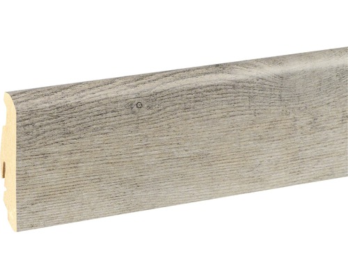 SKANDOR Sockelleiste Eiche grau alt FOEI865 FU60L 19 x 58 x 2400 mm Sockelleiste mit Holzstruktur