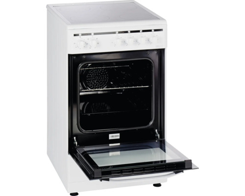 Cuisinière électrique avec porte du four ouverte
