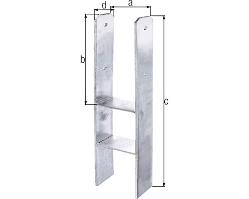 Support de poteau à bétonner avec indication des dimensions