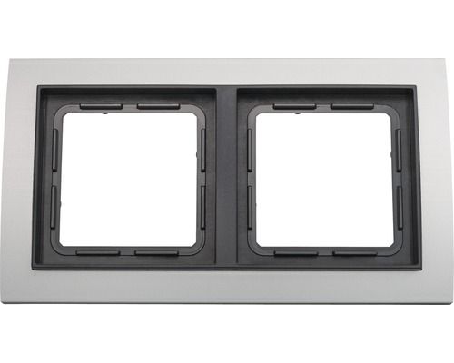 Plaque double interrupteur encadrement Roth Lange ROTH LANGE Primo aluminium gris noir