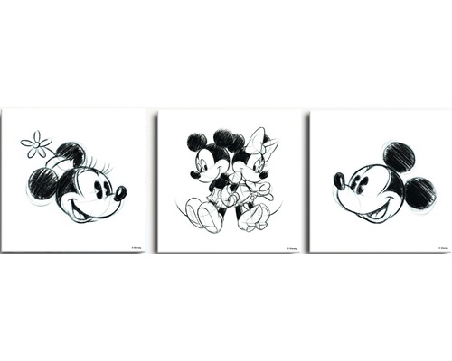 Tableau sur toile Disney Mickey & Minnie II set de 3 3x 30x30 cm