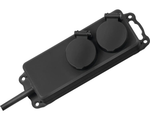 Steckdosenverteiler mit zwei Steckdosen und Klappdeckeln