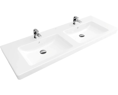 Vasque double Villeroy & Boch Subway 130 cm blanc avec revêtement 7175D0R1