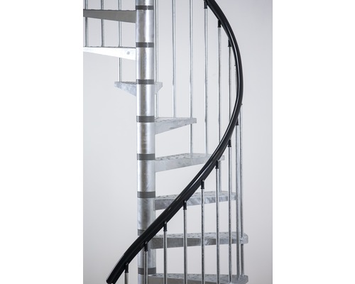 Escalier en colimaçon métallique avec rampe