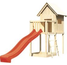 Stelzenhaus AKUBI Frieda Holz mit Sandkasten, Anbau und Rutsche rot