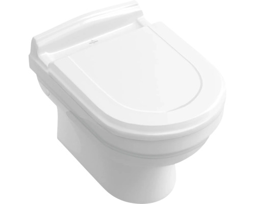 WC suspendu blanc à fond creux avec bride de rinçage fermée