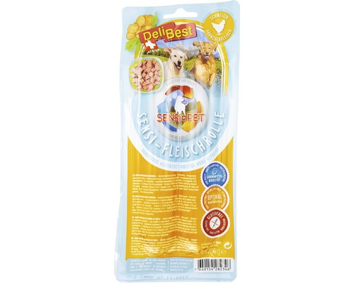 Delibest Sensi Pet Fleischrolle Hähnchen, 2 x 400 g DeliBest Sensi-Fleischrolle für Hunde, 400 Gramm