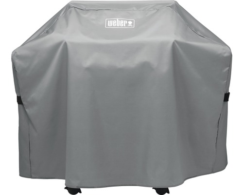 Logo Weber sur housse de barbecue grise pour la protection contre les intempéries