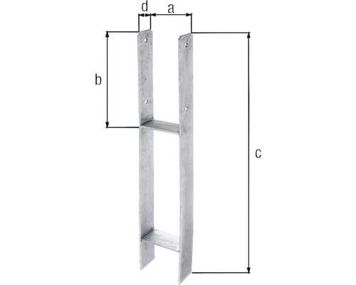 Pfostenträger mit Abmessungsangaben