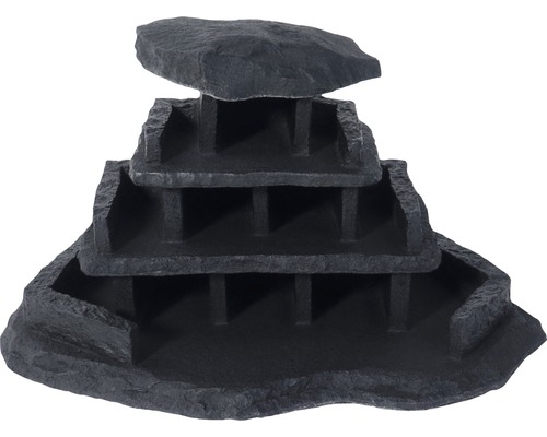 Décoration d'aquarium VARIOGART hôtel 2 ardoise anthracite Objet de décoration à trois niveaux aspect pierre pour aquariums