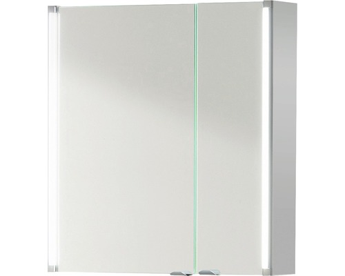 Armoire de toilette basano 61 x 16,5 x 67 cm gris 2 portes led IP 20