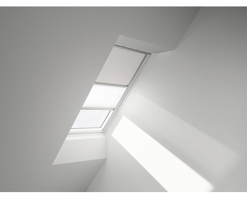 Store duo VELUX store occultant uni blanc et store plissé blanc cadre aluminium DFD C02 1025S