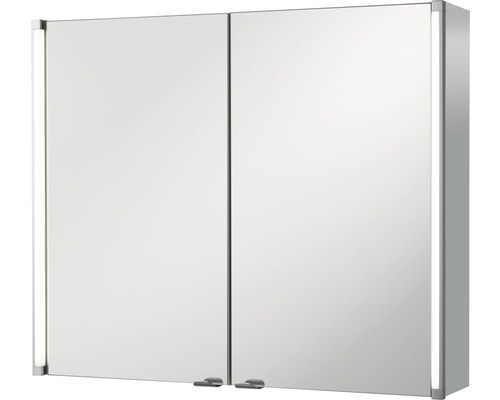 Armoire de toilette basano 81 x 16,5 x 67 cm gris 2 portes led IP 20